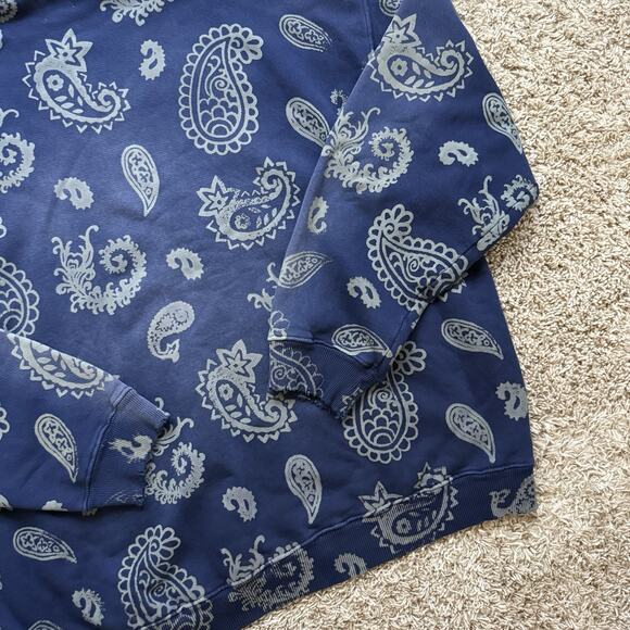 NWT $450 Alchemist Paisley Print Blue Cotton Hoodie Distressed Men’s Size XXL - Picture 7 of 15
